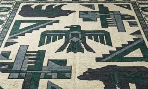 Hand Knotted Wool Southwest Bear Rug – Native American Thunderbird Cabin Carpet | Free Doorstep Delivery to USA (Made to Order)