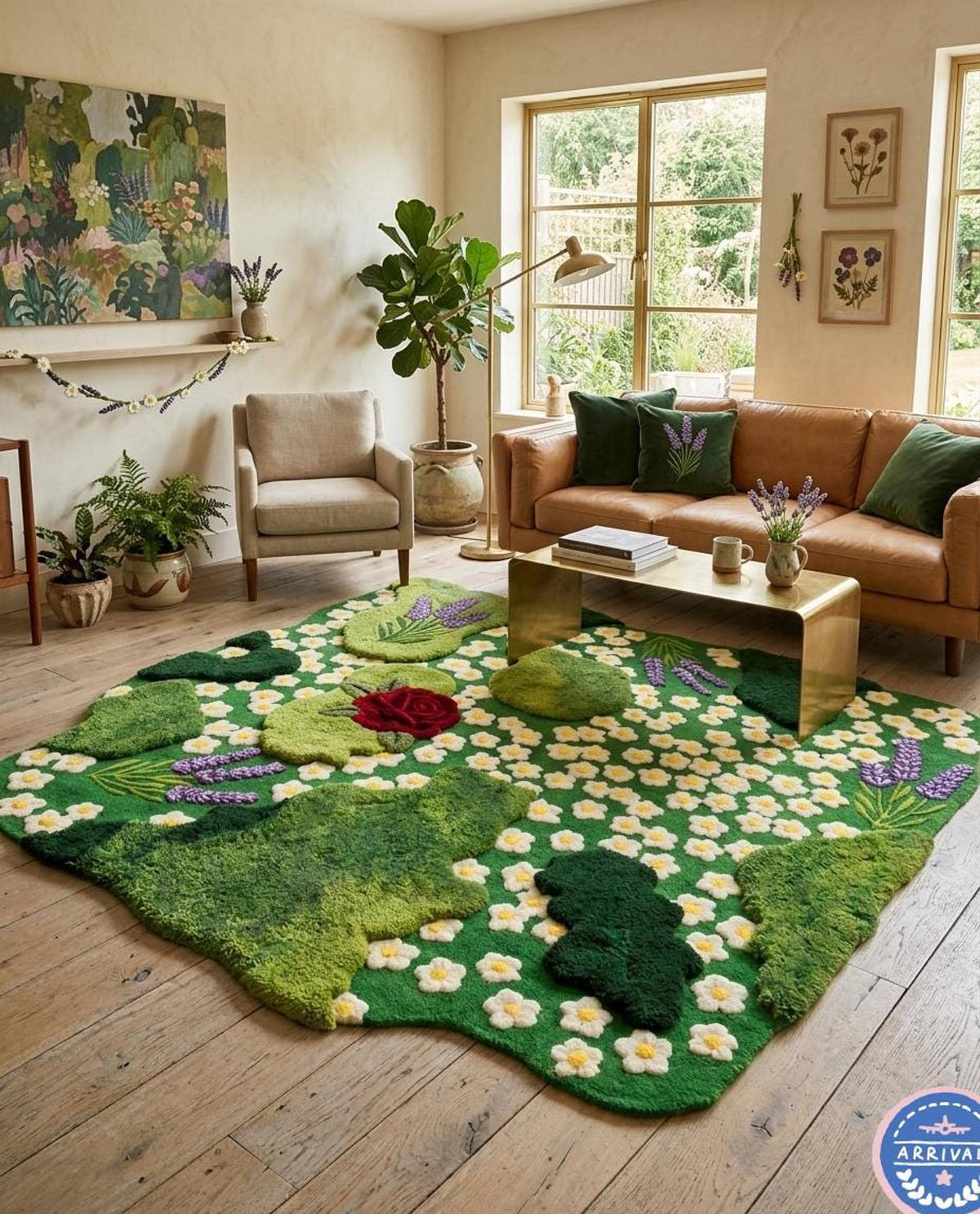 Wildflower Meadow Rug, 3D Flower Carpet, Hand-Tufted Wool Cottagecore Decor | Made to Order