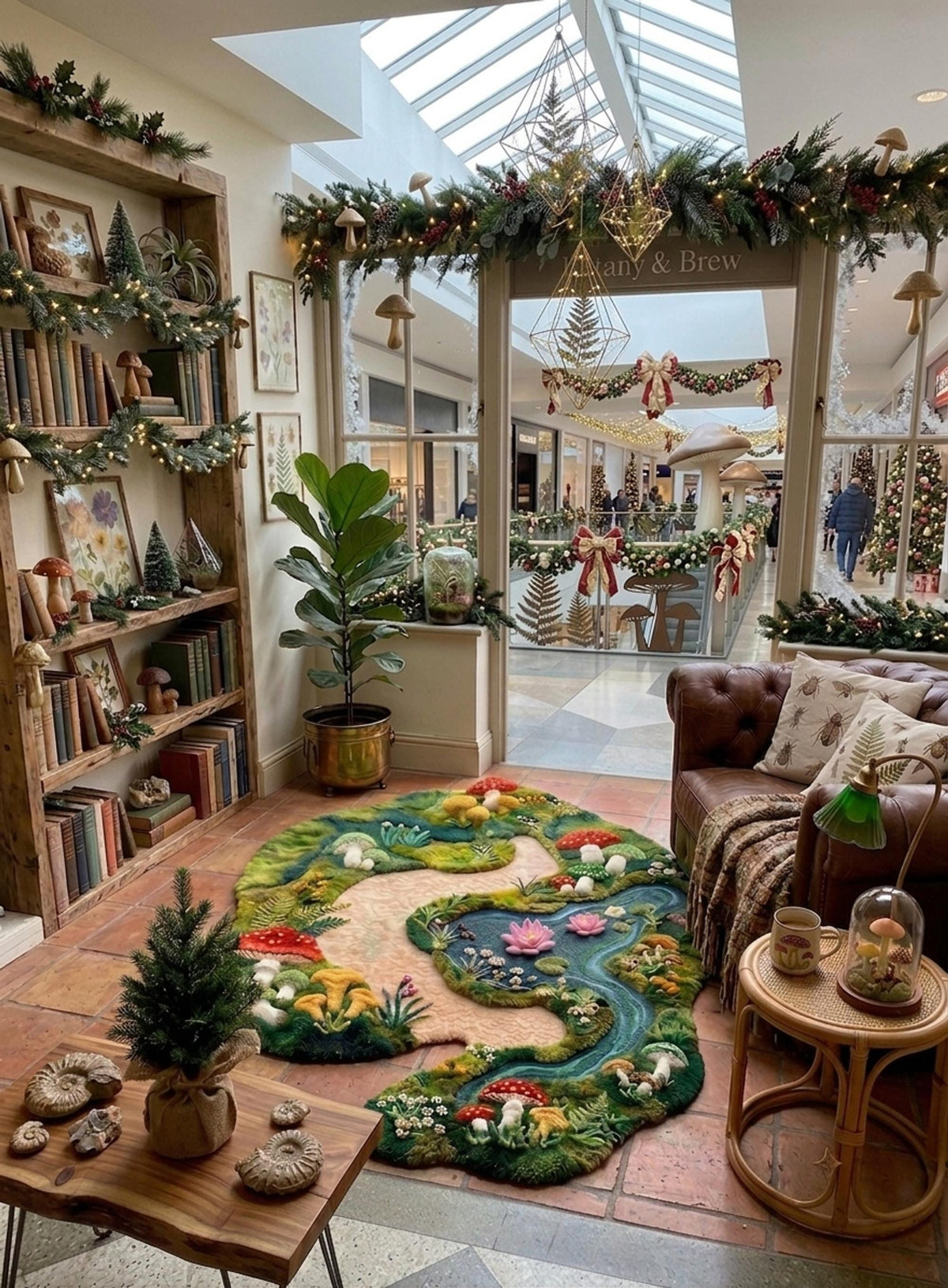 3D Mushroom Rug, Hand-Tufted Cottagecore Floor Decor, Fairycore Aesthetic Woodland Pathway | 100% New Zealand Wool | Made to Order