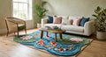 Koi Fish Pond Rug, 3D Lotus Carpet, Japanese Decor Floor Mat | Made to Order