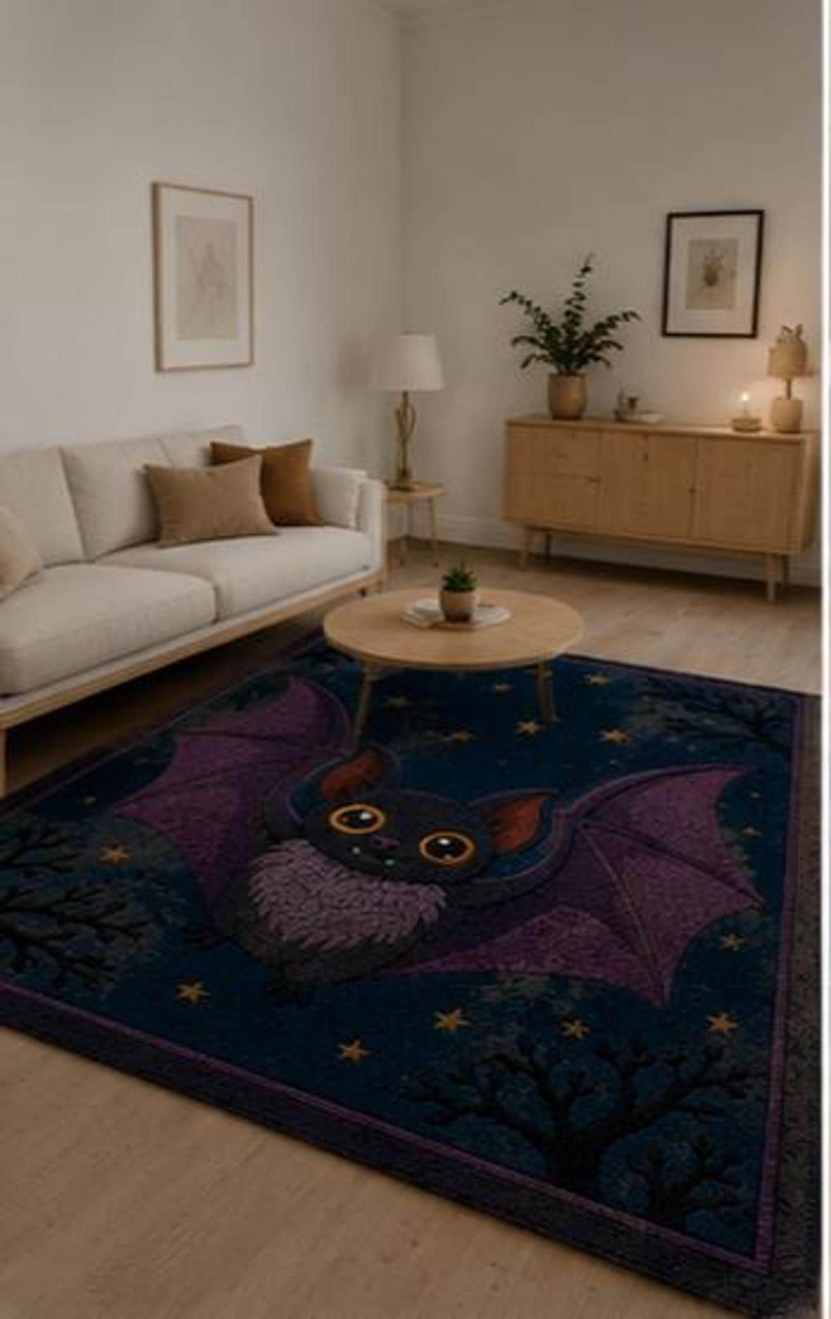 Gothic Bat Area Rug, Goth Nursery Decor, Hand-Tufted Wool | Made to Order