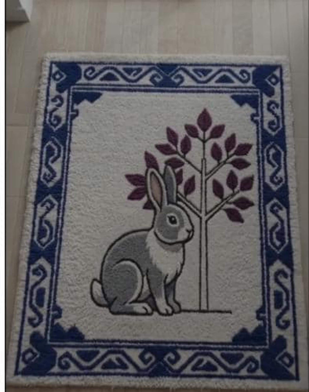 Hand-Tufted Rabbit Wool Rug | Blue Willow Fairy Tale Nursery Carpet | Made to Order