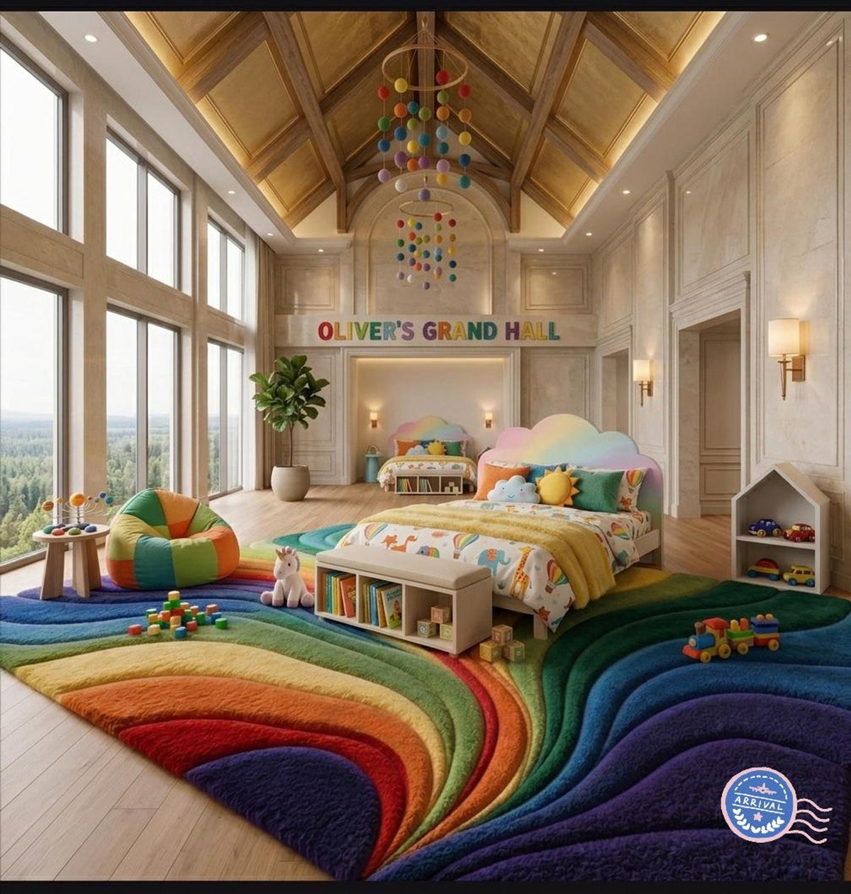 3D Rainbow Area Rug, Hand-Tufted Maximalist Floor Art, Sculpted Wave Carpet | 100% New Zealand Wool | Made to Order