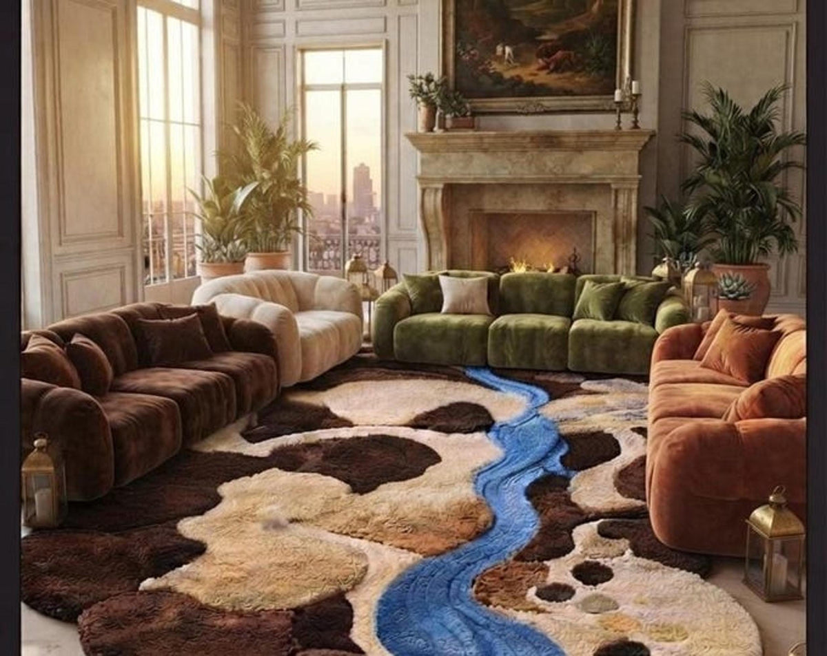 River Play Rug, 3D Topographic Interactive Mat, Forest Nursery Decor | Made to Order