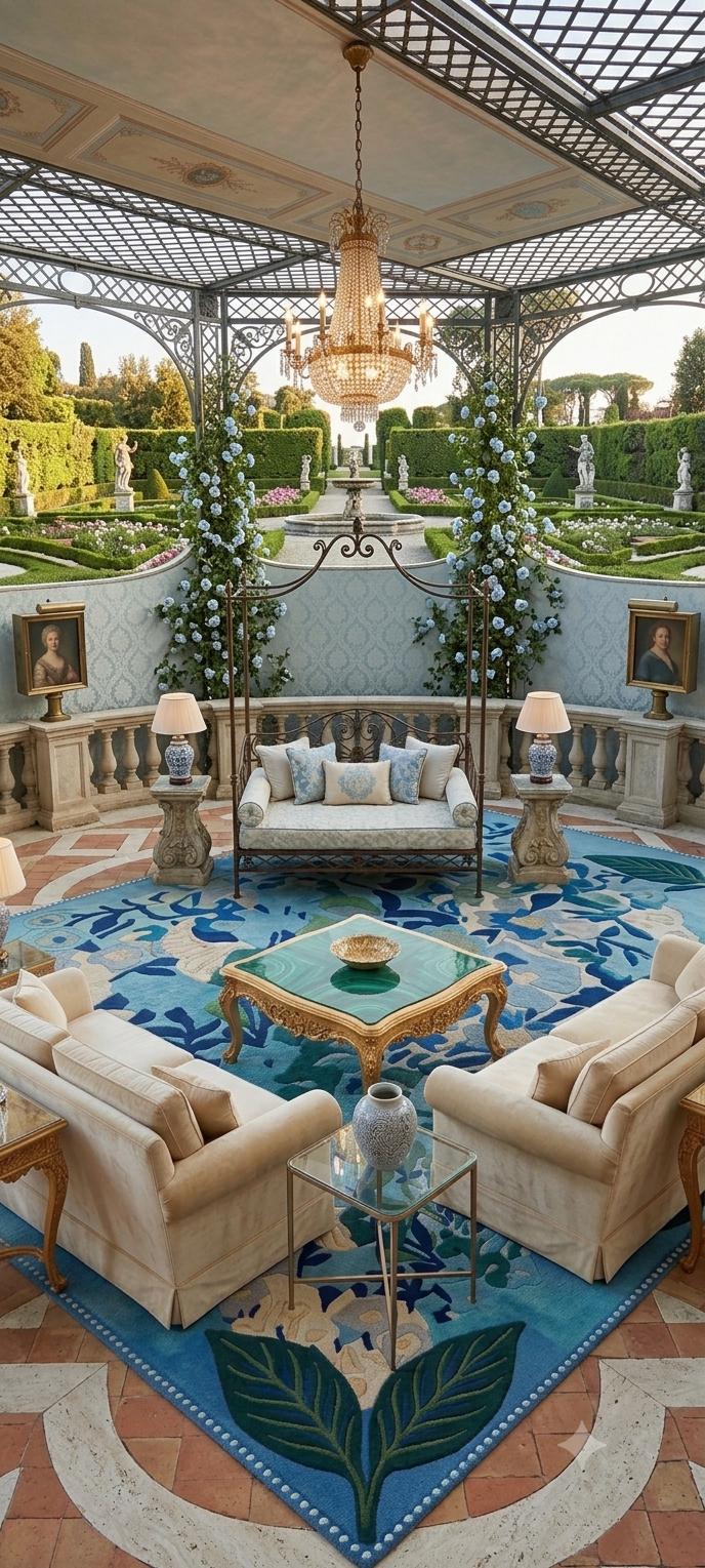 3D Hand-Tufted Wool Rug – Coastal Botanical Ocean Blue Carpet | 100% New Zealand Wool | Made to Order