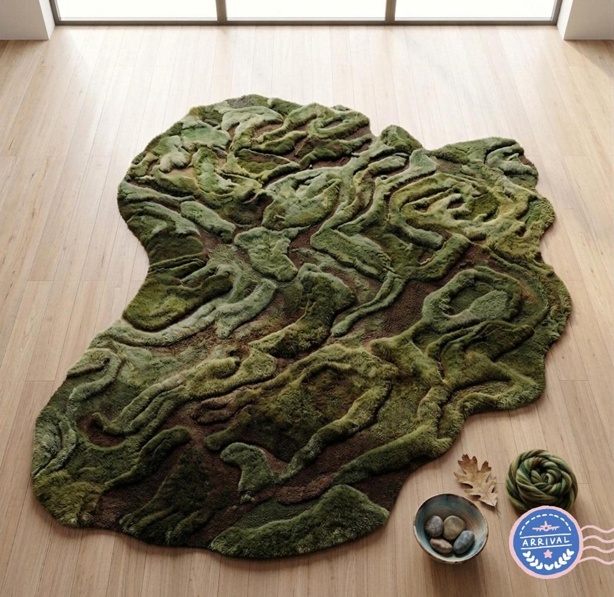 Moss Area Rug, 3D Topographical Forest Floor Mat, Handmade Irregular Landscape | Made to Order