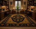 Hand Knotted Wool Area Rug – Black & Gold Floral Oriental | Free Doorstep Delivery to USA (Made to Order)