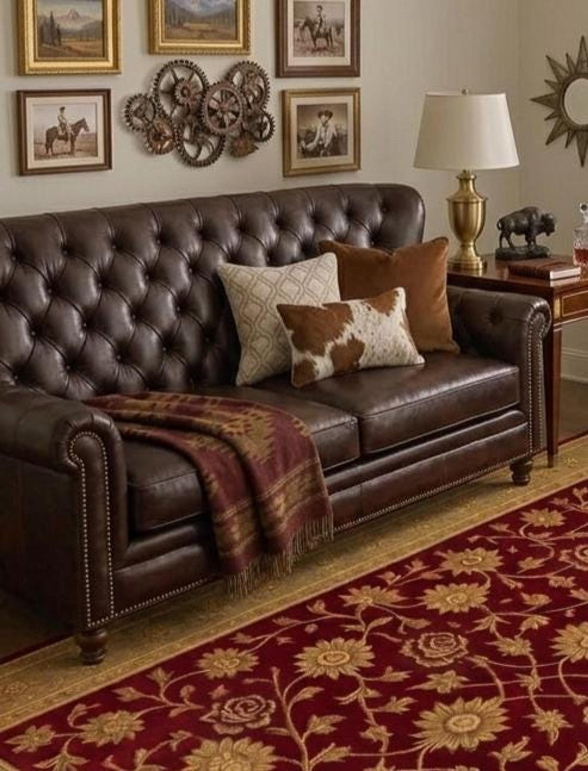 Traditional Burgundy Floral Area Rug, Hand-Tufted Wool Design, Heritage Carpet for Classic Interiors | 100% New Zealand Wool | Made to Order