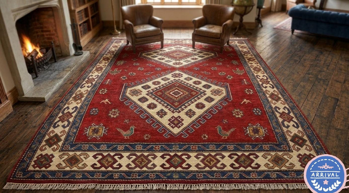 Hand Knotted Wool Southwest Bear Rug – Native American Thunderbird Cabin Carpet | Free Doorstep Delivery to USA (Made to Order)