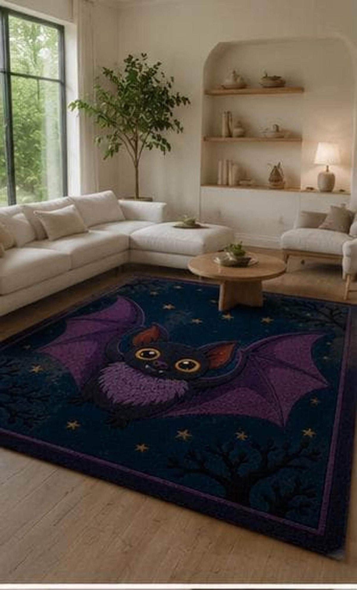 Gothic Bat Area Rug, Goth Nursery Decor, Hand-Tufted Wool | Made to Order