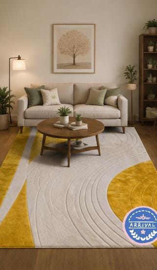 Modern 3D Sculpted Mustard Yellow Arc Hand-Tufted Rug | 100% New Zealand Wool | Made to Order