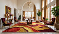 Hand-Tufted Wool Rug – Abstract Burgundy, Ochre Gold, Crimson Waves Carpet | 100% New Zealand Wool | Made to Order