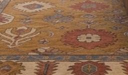 Hand Knotted Wool Oushak Rug – Mustard Gold Floral Carpet | Free Doorstep Delivery to USA (Made to Order)