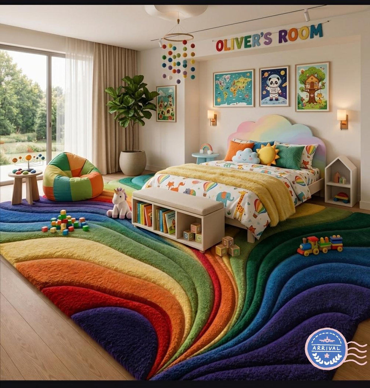 3D Rainbow Area Rug, Hand-Tufted Maximalist Floor Art, Sculpted Wave Carpet | 100% New Zealand Wool | Made to Order