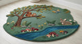 Forest Meadow Rug, Woodland Animal Room Decor, 3D Squirrel and Rabbit Design | 100% New Zealand Wool | Made to Order