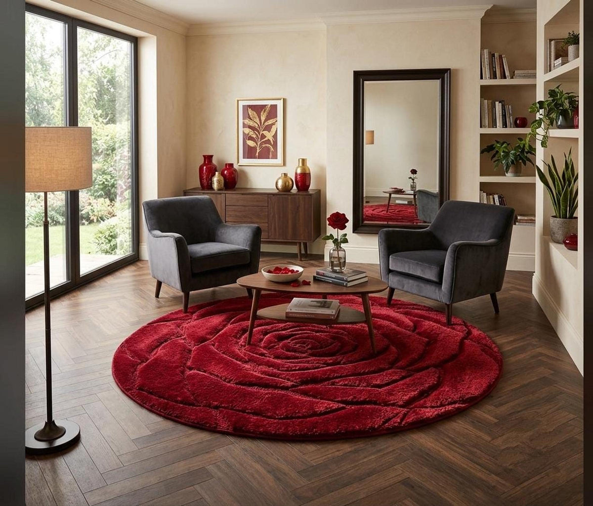 Sculpted Rose Mat, Handmade Wool Accent for Romantic Rooms, 3D Petal Texture | 100% New Zealand Wool | Made to Order