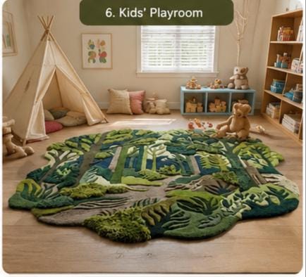 3D Carved Forest Canopy Rug – Handmade Wool Woodland Pathway Carpet | 100% New Zealand Wool | Made to Order