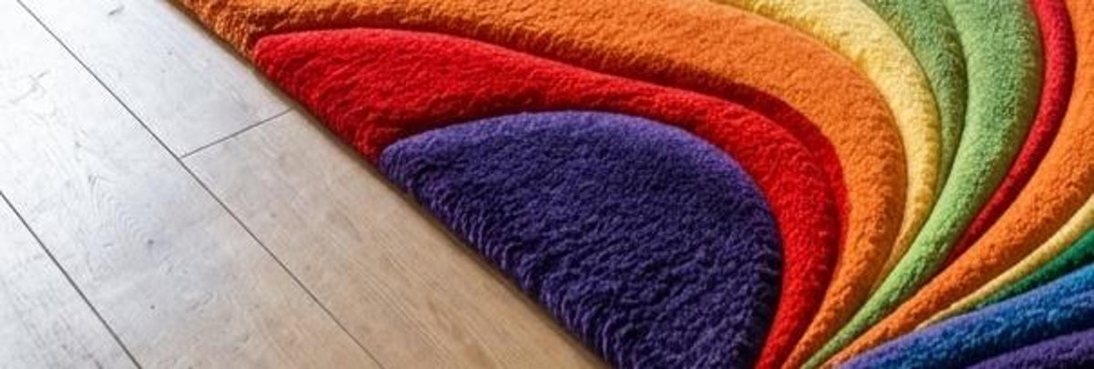 3D Rainbow Area Rug, Hand-Tufted Maximalist Floor Art, Sculpted Wave Carpet | 100% New Zealand Wool | Made to Order
