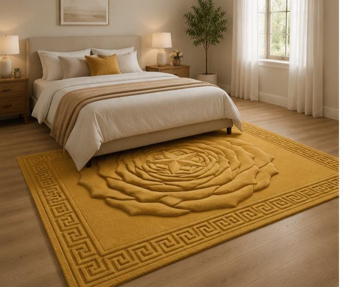 Luxury 3D Sculpted Rose Medallion Hand-Tufted Rug | Made to Order