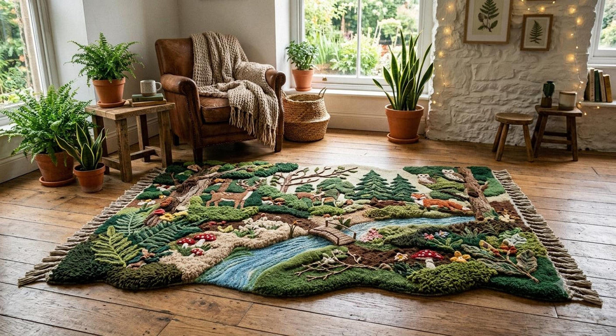 3D Woodland Area Rug, Forest Animal Carpet for Kids Room, Sculpted High Pile Playmat | Made to Order