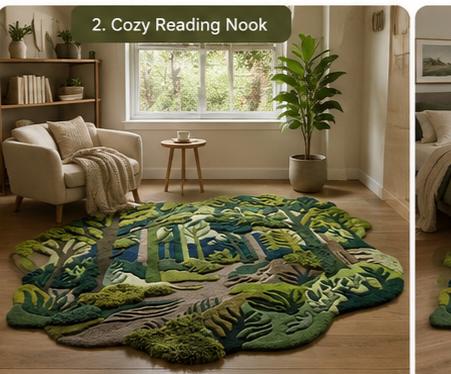 3D Carved Forest Canopy Rug – Handmade Wool Woodland Pathway Carpet | 100% New Zealand Wool | Made to Order