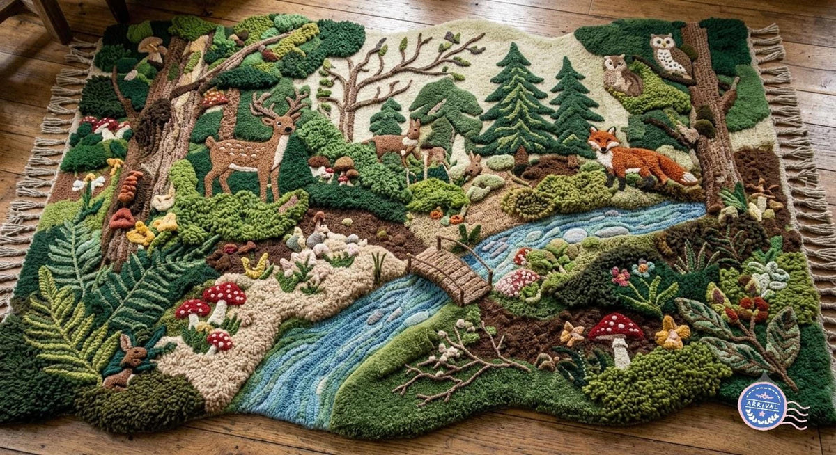 3D Woodland Area Rug, Forest Animal Carpet for Kids Room, Sculpted High Pile Playmat | Made to Order