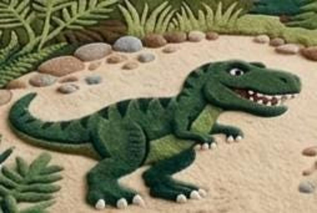 3D Dinosaur Rug, Prehistoric Nursery Playroom Decor, Hand-Tufted Wool Floor Mat | 100% New Zealand Wool | Made to Order