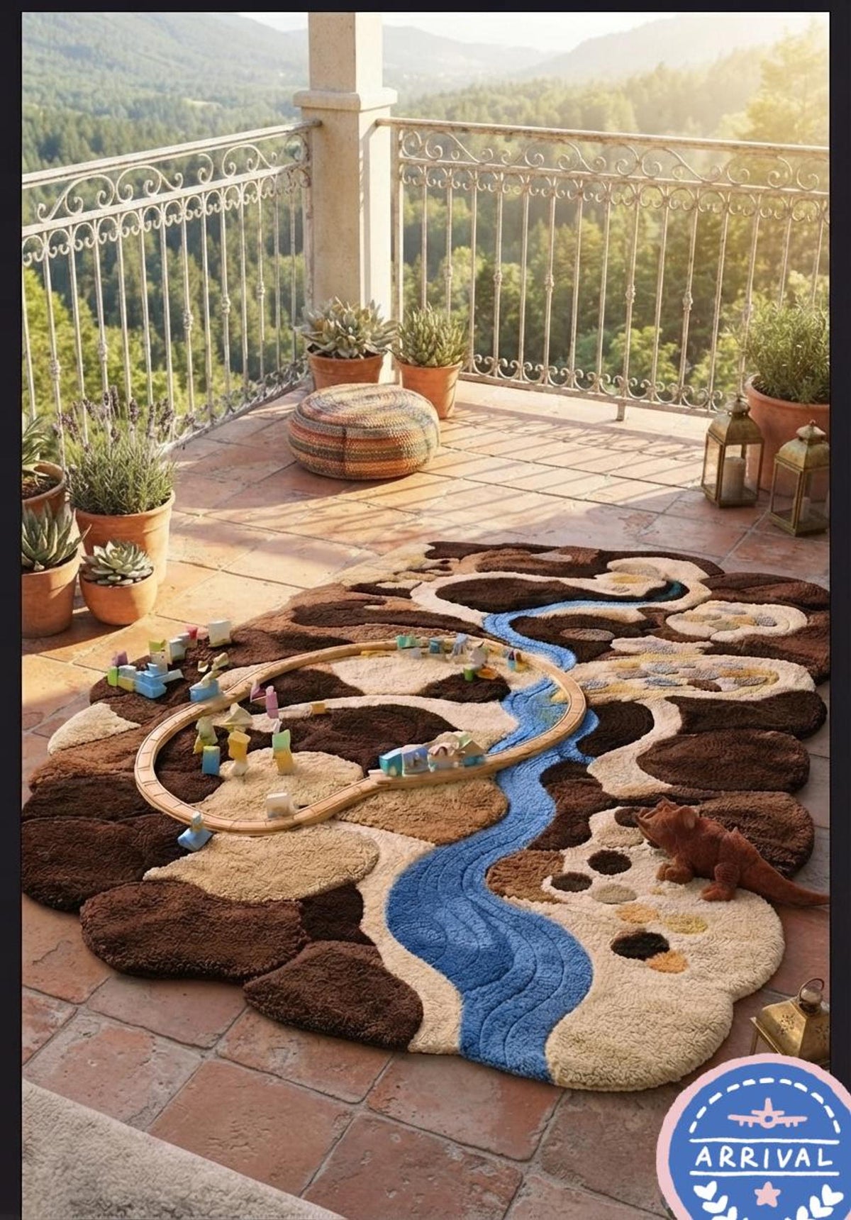 River Play Rug, 3D Topographic Interactive Mat, Forest Nursery Decor | Made to Order