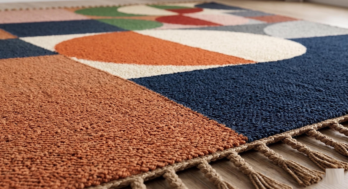 Hand Knotted Wool Area Rug – Modern Geometric Multicolor | Free Doorstep Delivery to USA (Made to Order)