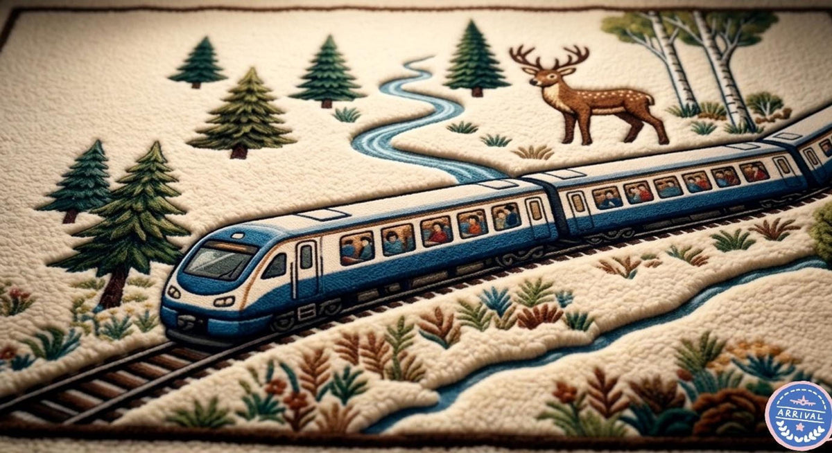 3D Tufted Train, Woodland Landscape for Kids Room Decor, Storybook Wool Rug | Made to Order