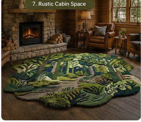 3D Carved Forest Canopy Rug – Handmade Wool Woodland Pathway Carpet | 100% New Zealand Wool | Made to Order