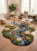 Koi Pond Rug, Hand-Tufted Wool Floor Art, Japanese Zen Garden Decor | Made to Order