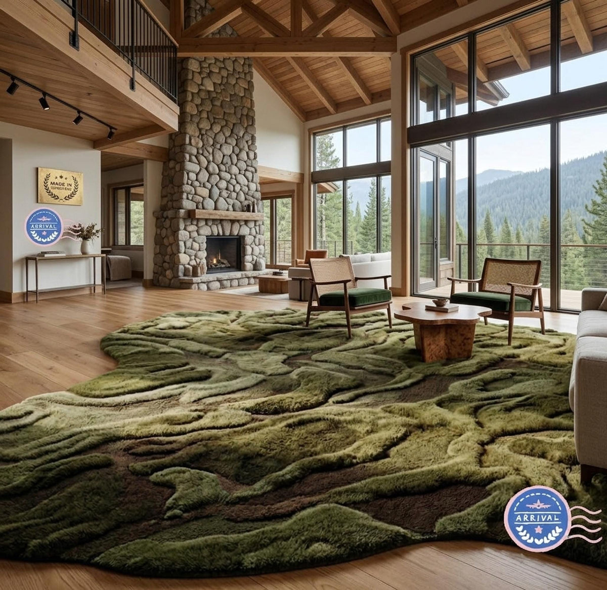 Moss Area Rug, 3D Topographical Forest Floor Mat, Handmade Irregular Landscape | Made to Order