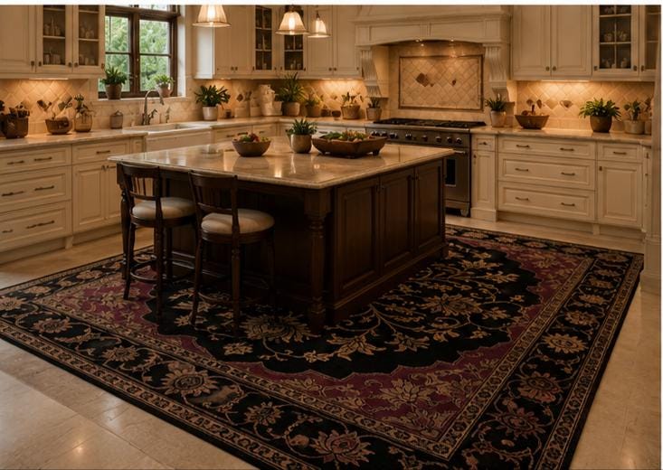 Hand Knotted Wool Area Rug – Black & Gold Persian Style Oriental | Free Doorstep Delivery to USA (Made to Order)