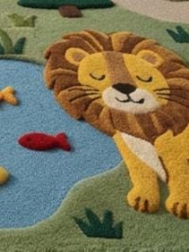 Interactive 3D Sculpted Town Road Animals Hand-Tufted Rug – Woodland Fox, Bear & Lion Kids Playmat | Made to Order