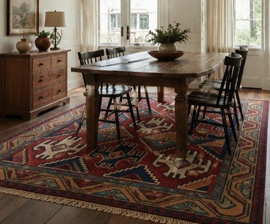Hand Knotted Wool Area Rug – Tribal Southwestern Geometric | Free Doorstep Delivery to USA (Made to Order)