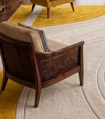 Modern 3D Sculpted Mustard Yellow Arc Hand-Tufted Rug | 100% New Zealand Wool | Made to Order
