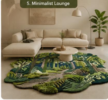 3D Carved Forest Canopy Rug – Handmade Wool Woodland Pathway Carpet | 100% New Zealand Wool | Made to Order