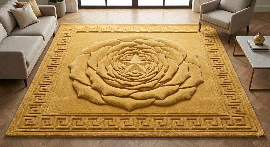 Luxury 3D Sculpted Rose Medallion Hand-Tufted Rug | Made to Order