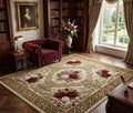 Luxury Ivory Rug, Sculpted Medallion for a Mansion Library, Hand Tufted Wool Carpet | Made to Order
