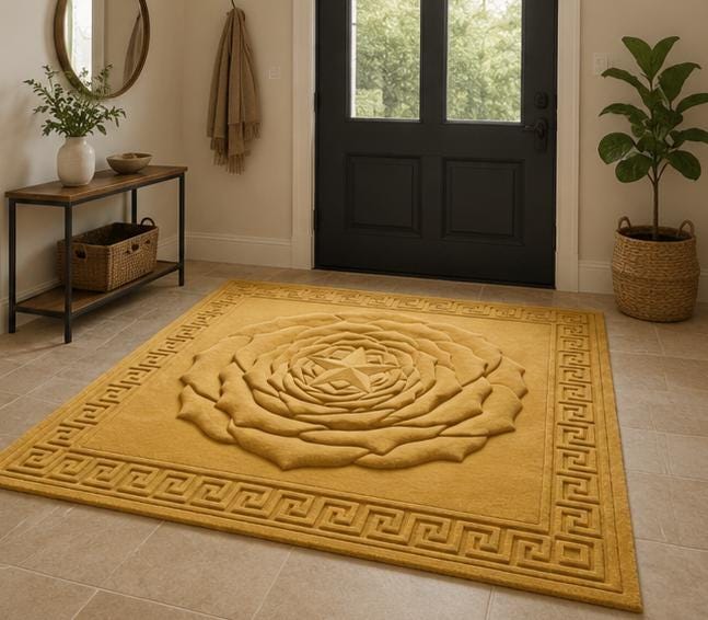 Luxury 3D Sculpted Rose Medallion Hand-Tufted Rug | Made to Order