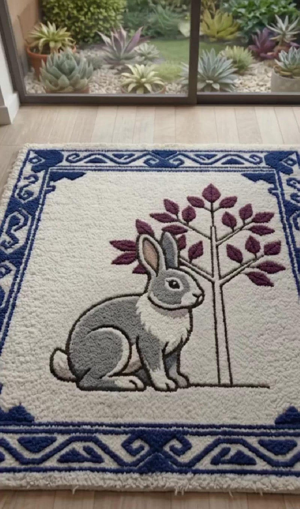 Hand-Tufted Rabbit Wool Rug | Blue Willow Fairy Tale Nursery Carpet | Made to Order