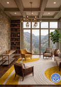 Modern 3D Sculpted Mustard Yellow Arc Hand-Tufted Rug | 100% New Zealand Wool | Made to Order