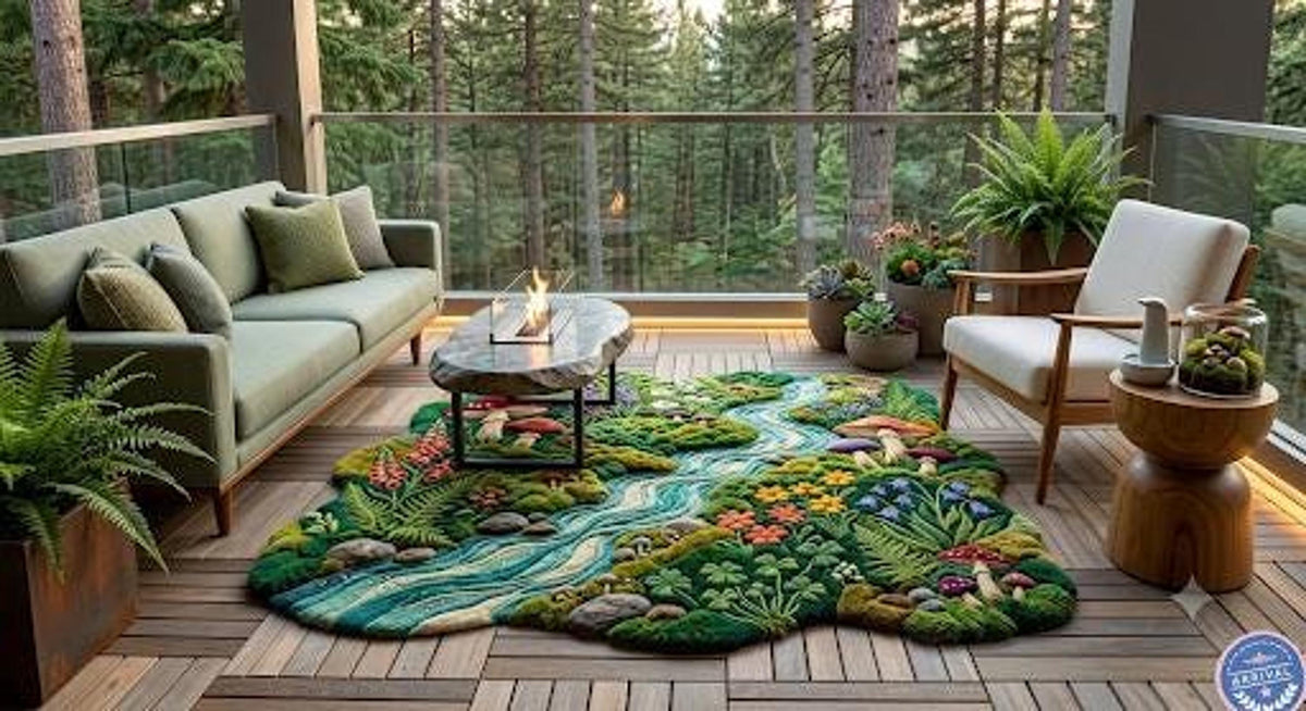 3D Moss Forest Rug, Hand-Tufted Wool Floor Covering, Organic Riverbed Design | 100% New Zealand Wool | Made to Order