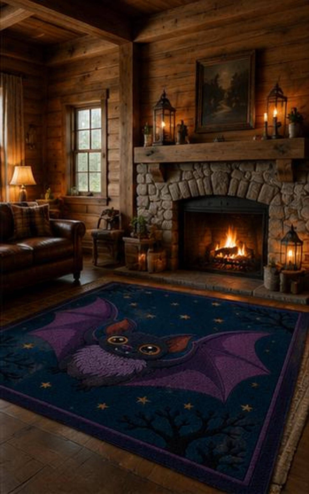Gothic Bat Area Rug, Goth Nursery Decor, Hand-Tufted Wool | Made to Order