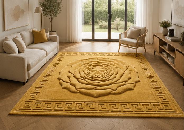 Luxury 3D Sculpted Rose Medallion Hand-Tufted Rug | Made to Order