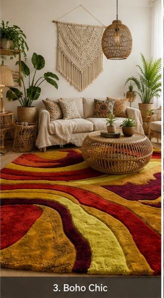 Hand-Tufted Wool Rug – Abstract Burgundy, Ochre Gold, Crimson Waves Carpet | 100% New Zealand Wool | Made to Order