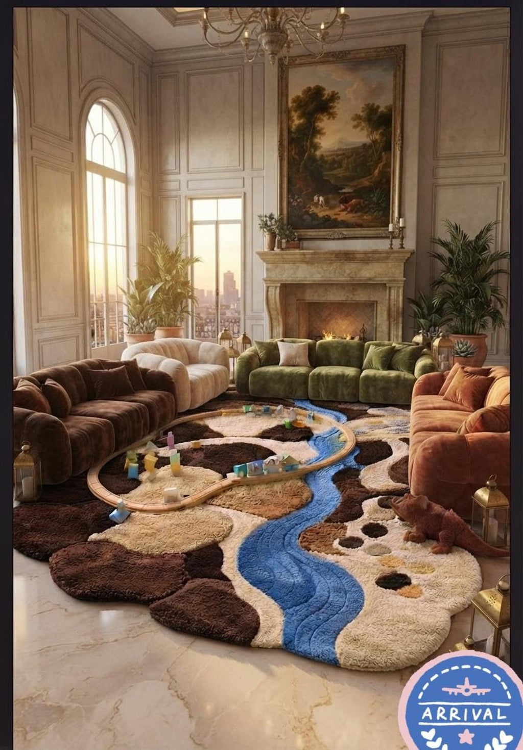 River Play Rug, 3D Topographic Interactive Mat, Forest Nursery Decor | Made to Order