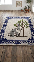 Hand-Tufted Rabbit Wool Rug | Blue Willow Fairy Tale Nursery Carpet | Made to Order