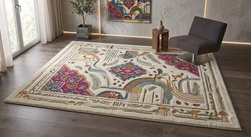 Luxury 3D Sculpted Abstract Oriental Medallion Hand-Tufted Rug | 100% Wool | Made to Order